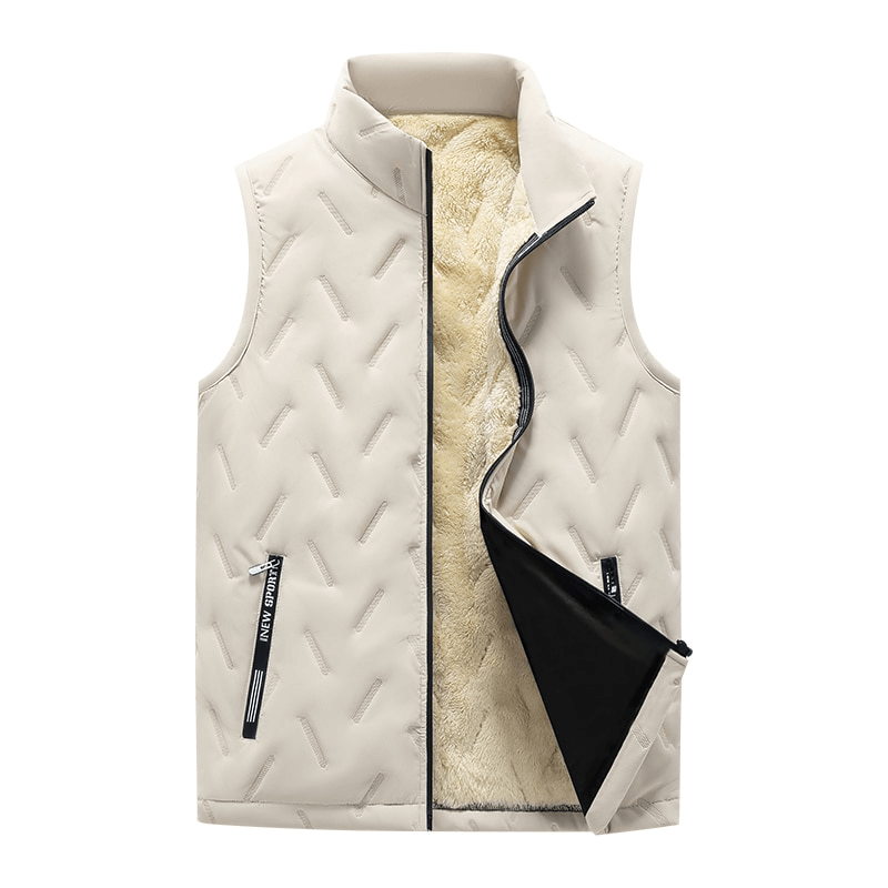 Warm casual male lambswool vest with stand collar, SF1500 model, featuring zipper closure and pockets, ideal for stylish daily wear.